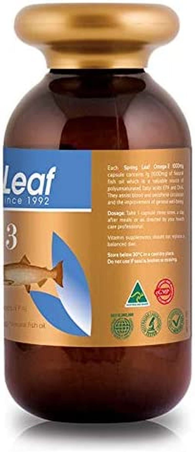 Spring Leaf Omega3 Fish Oil 1000Mg 200Caps - Rich in DHA & EPA - Support Cardiovascular Health & Anti-Inflammatory - Support Brain Health & Blood Circulation - Enhance Memory & Eye Function