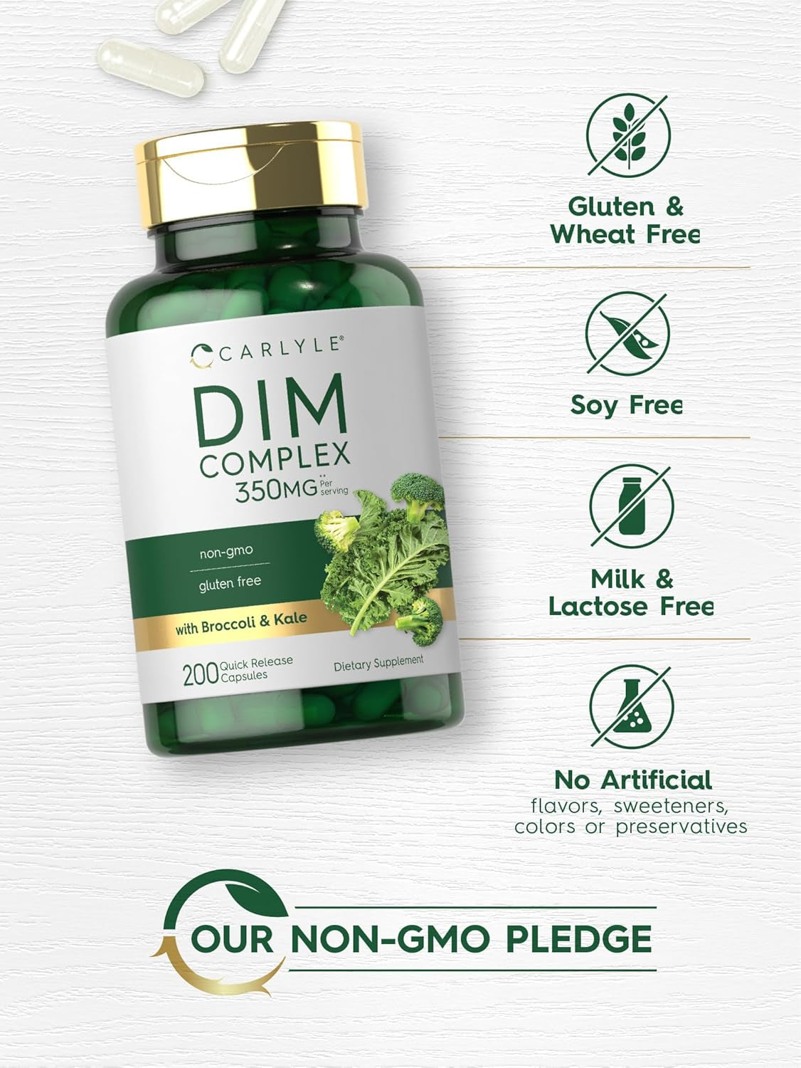 DIM Supplement | 350Mg | 200 Count | Vegetarian, Non-Gmo & Gluten Free Complex | by